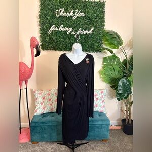 Eloquii Black Long Sleeve Wrap Dress